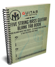 5 String Bass Guitar Blank TAB Book - WIRE BOUND VERSION