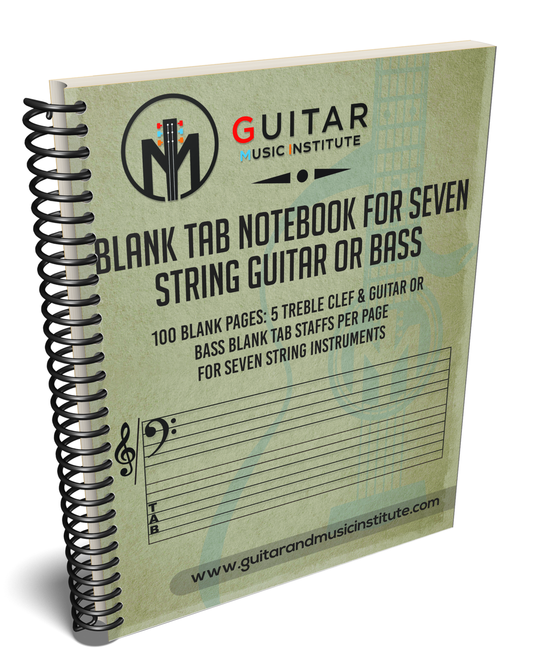 7 String Bass Or Guitar Blank Tab Book Wire Bound Version Gmi Guitar And Music Institute 4008